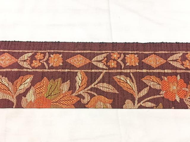 平和屋着物◎八寸名古屋帯　紬地　更紗花文　正絹　逸品　BAAX5341qw