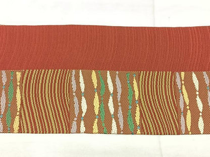 平和屋着物◎本場筑前博多織　八寸名古屋帯　抽象間道　正絹　逸品　BAAX5344qw