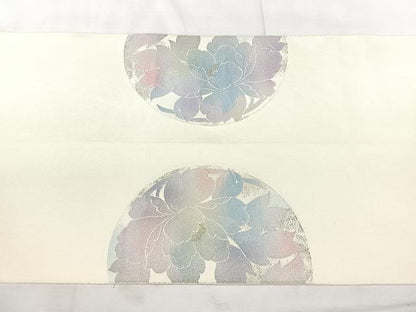 平和屋着物◎八寸名古屋帯　草花丸文　金銀糸　正絹　逸品　BAAX5345qw