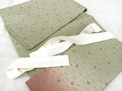 平和屋着物◎塩瀬　つけ帯　舞花文　正絹　逸品　BAAX5350qw