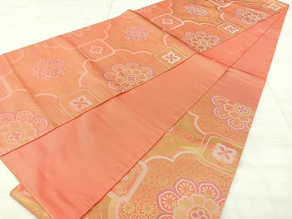 平和屋着物◎六通柄　本袋帯　正倉院花文　金糸　正絹　逸品　BAAX5363qw