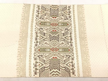 平和屋着物◎本場筑前博多織　八寸名古屋帯　横段壁画文　金糸　正絹　逸品　BAAX5367qw