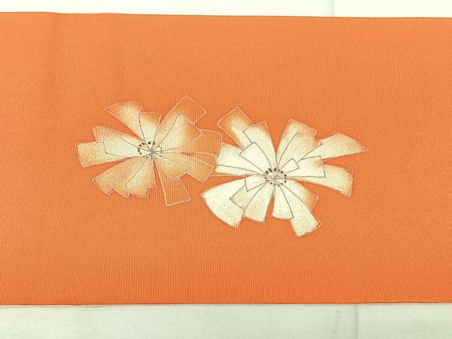 平和屋着物◎塩瀬　九寸名古屋帯　作家物　枝花文　金彩　正絹　逸品　BAAX5376qw
