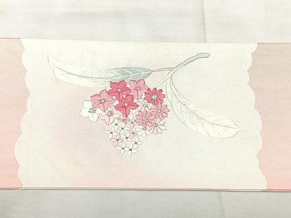 平和屋着物◎九寸名古屋帯　総刺繍　草花文　銀糸　正絹　逸品　BAAX5378qw