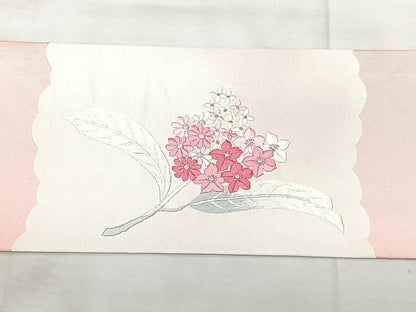 平和屋着物◎九寸名古屋帯　総刺繍　草花文　銀糸　正絹　逸品　BAAX5378qw