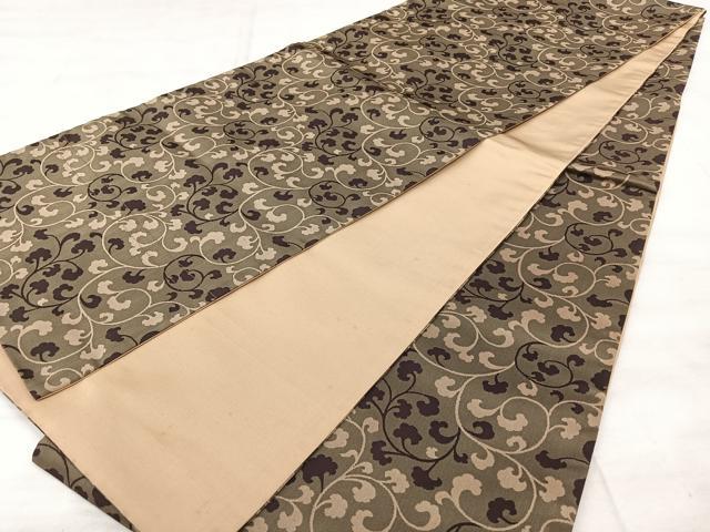 平和屋着物◎全通柄　京袋帯　唐草文　正絹　逸品　BAAX5382qw