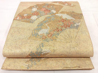 平和屋着物◎佐賀錦　六通柄袋帯　琳派名画集　金糸　正絹　逸品　BAAX5386qw