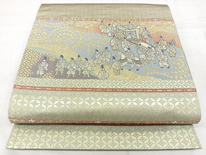 平和屋着物◎六通柄袋帯　紋様の旅　金糸　正絹　逸品　BAAX5387qw
