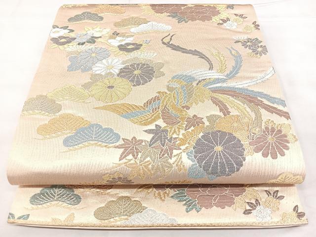 平和屋着物◎六通柄袋帯　鳳凰花文　金銀糸　正絹　逸品　BAAX5393qw