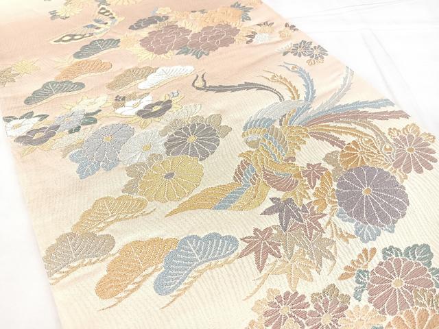 平和屋着物◎六通柄袋帯　鳳凰花文　金銀糸　正絹　逸品　BAAX5393qw