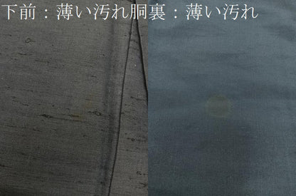 平和屋着物■男性　紬　アンサンブル　黒緑色　正絹　逸品　BAAX5402mz