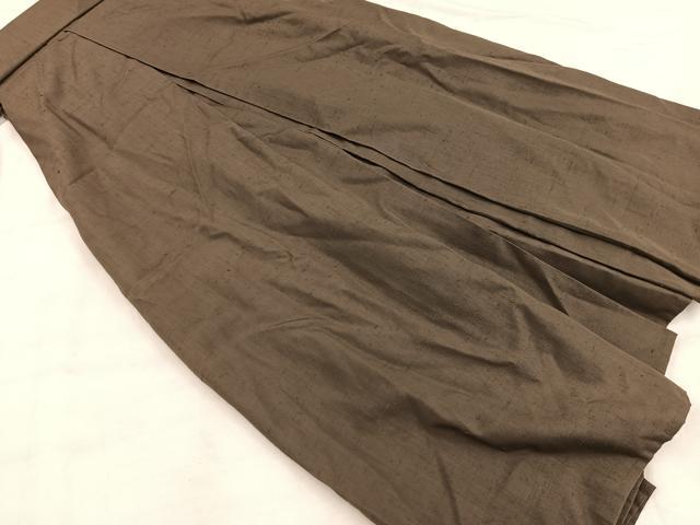 平和屋着物■男性 行灯袴 紬地 黄枯茶 正絹 逸品 BAAX5404mz