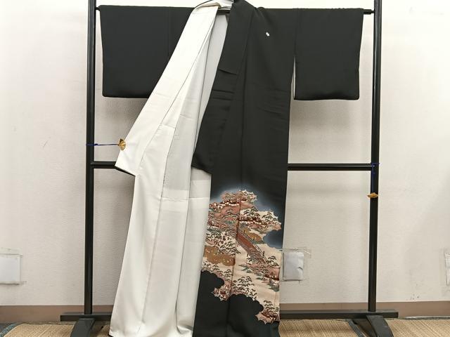 平和屋着物■豪華黒留袖 渡橋風景文 暈し染め 金彩 正絹 逸品 BAAX5406mz