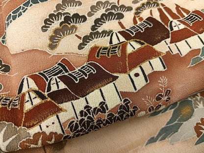 平和屋着物■豪華黒留袖 渡橋風景文 暈し染め 金彩 正絹 逸品 BAAX5406mz