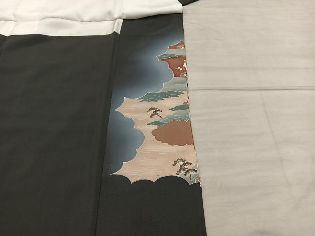 平和屋着物■豪華黒留袖 渡橋風景文 暈し染め 金彩 正絹 逸品 BAAX5406mz