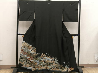 平和屋着物■豪華黒留袖 人物風景文 金彩 さが美扱い 正絹 逸品 BAAX5409mz