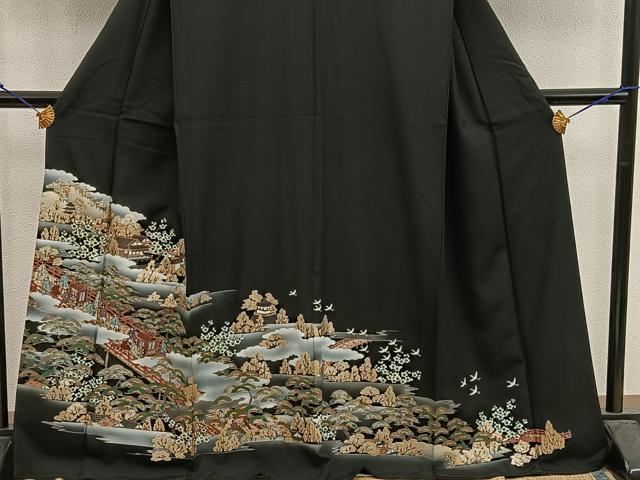 平和屋着物■豪華黒留袖 人物風景文 金彩 さが美扱い 正絹 逸品 BAAX5409mz