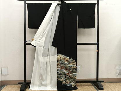 平和屋着物■豪華黒留袖 人物風景文 金彩 さが美扱い 正絹 逸品 BAAX5409mz