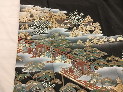 平和屋着物■豪華黒留袖 人物風景文 金彩 さが美扱い 正絹 逸品 BAAX5409mz