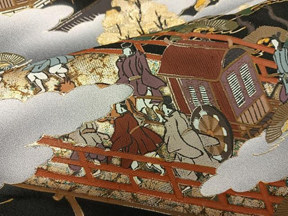 平和屋着物■豪華黒留袖 人物風景文 金彩 さが美扱い 正絹 逸品 BAAX5409mz