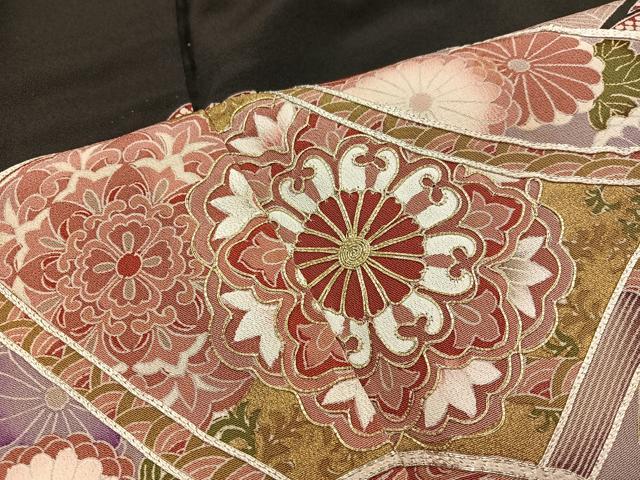 平和屋着物■豪華黒留袖 駒刺繍 地紙花文 正絹 逸品 BAAX5410mz
