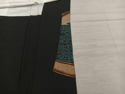 平和屋着物■豪華黒留袖 駒刺繍 地紙重ね風景花文 さが美扱い 正絹 逸品 BAAX5416mz