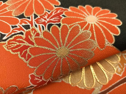 平和屋着物■豪華黒留袖 駒刺繍 菊花文 金彩 正絹 逸品 BAAX5422mz