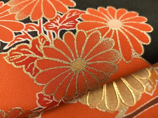 平和屋着物■豪華黒留袖 駒刺繍 菊花文 金彩 正絹 逸品 BAAX5422mz