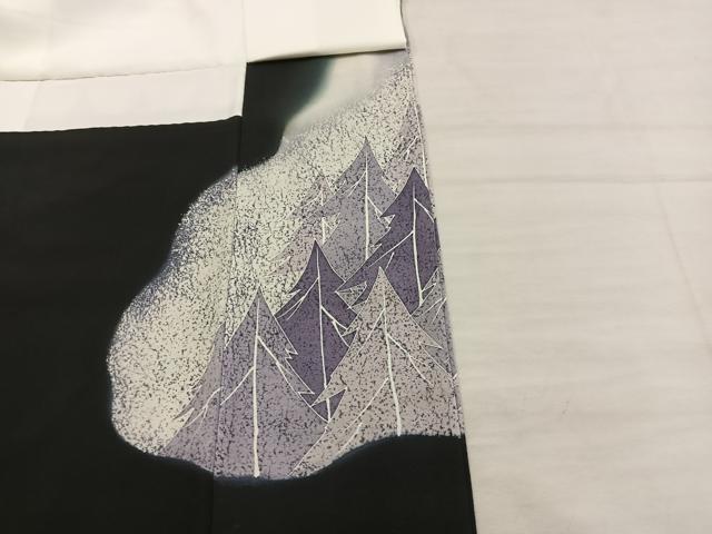 平和屋着物■豪華黒留袖　刺繍　飛鶴文　暈し染め　金糸　正絹　逸品　BAAX5423mz