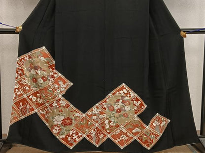 平和屋着物■豪華黒留袖 花鳥文 正絹 逸品 BAAX5425mz