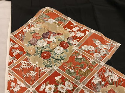 平和屋着物■豪華黒留袖 花鳥文 正絹 逸品 BAAX5425mz