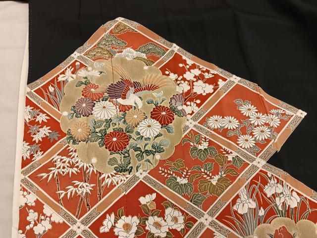 平和屋着物■豪華黒留袖 花鳥文 正絹 逸品 BAAX5425mz