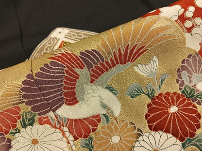 平和屋着物■豪華黒留袖 花鳥文 正絹 逸品 BAAX5425mz