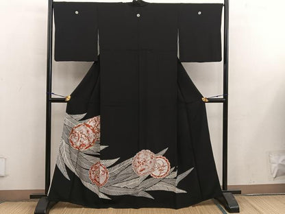 平和屋着物■豪華黒留袖 駒刺繍 休み鳥梅花文 金彩 正絹 逸品 BAAX5430mz
