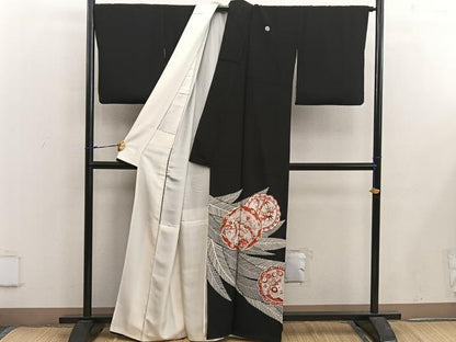 平和屋着物■豪華黒留袖 駒刺繍 休み鳥梅花文 金彩 正絹 逸品 BAAX5430mz