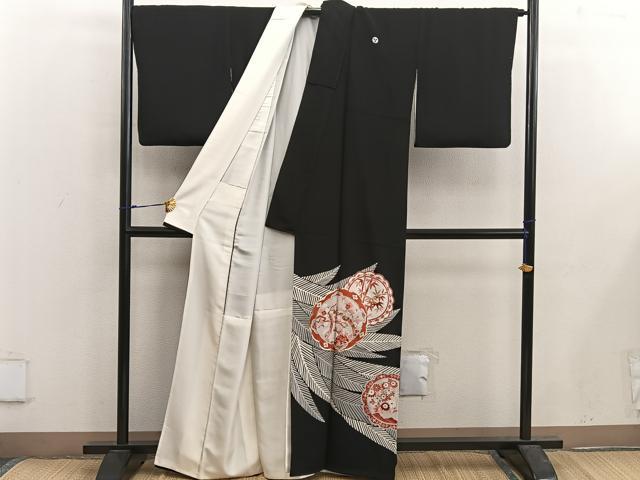 平和屋着物■豪華黒留袖 駒刺繍 休み鳥梅花文 金彩 正絹 逸品 BAAX5430mz