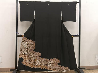 平和屋着物■豪華黒留袖 駒刺繍 宝尽くし吉祥花文 金彩 正絹 逸品 BAAX5431mz