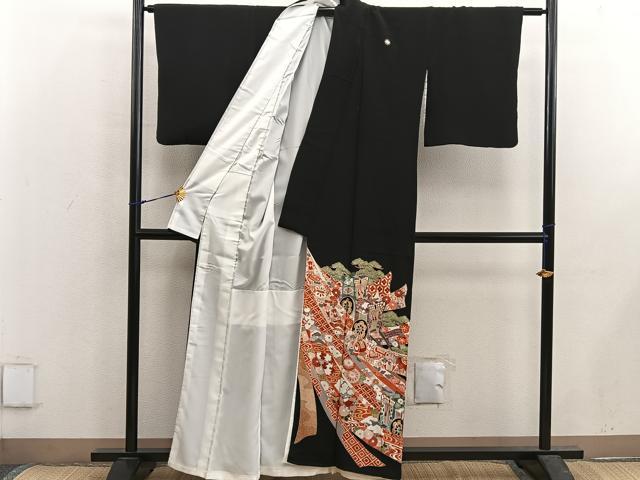 平和屋着物■豪華黒留袖　宝尽くし御所車花文　金彩　正絹　逸品　BAAX5432mz