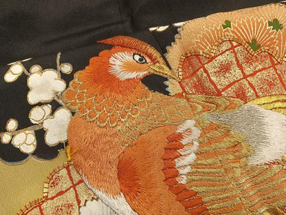 平和屋着物■豪華黒留袖 刺繍 鳳凰花文 金彩 正絹 逸品 BAAX5433mz