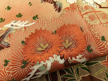 平和屋着物■豪華黒留袖 刺繍 鳳凰花文 金彩 正絹 逸品 BAAX5433mz