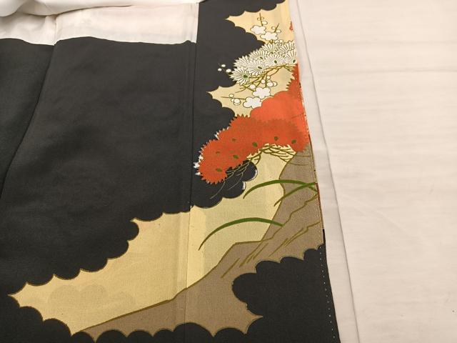 平和屋着物■豪華黒留袖 刺繍 鳳凰花文 金彩 正絹 逸品 BAAX5433mz