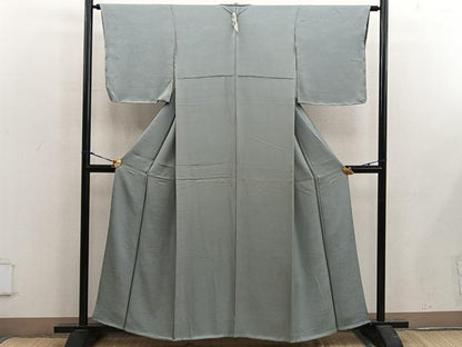 平和屋着物●上質な色無地　風景地紋　深川鼠色　正絹　逸品　未使用　BAAX5435mz