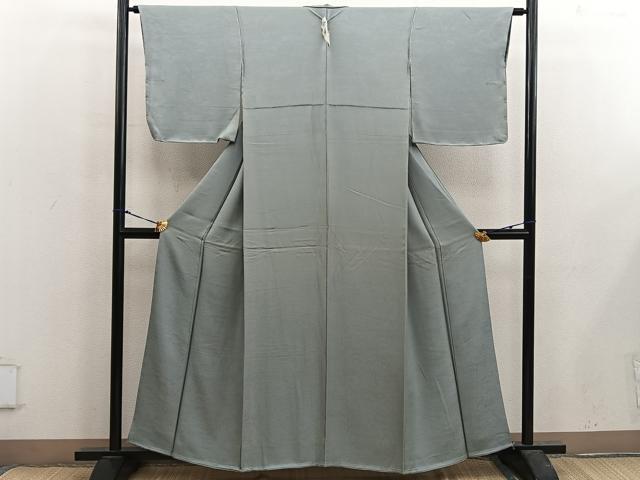 平和屋着物●上質な色無地　風景地紋　深川鼠色　正絹　逸品　未使用　BAAX5435mz