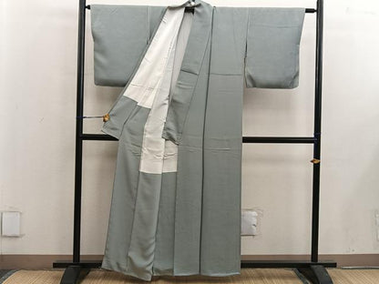 平和屋着物●上質な色無地　風景地紋　深川鼠色　正絹　逸品　未使用　BAAX5435mz