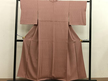 平和屋着物■上質な色無地 立波地紋 赭色 正絹 逸品 BAAX5437mz