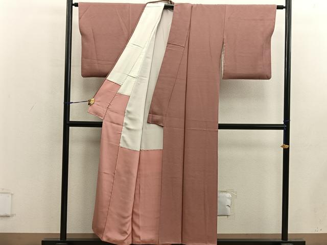 平和屋着物■上質な色無地 立波地紋 赭色 正絹 逸品 BAAX5437mz