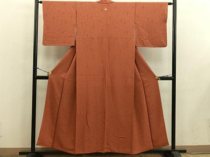 平和屋着物■上質な色無地 草花地紋 赤茶色 正絹 逸品 BAAX5438mz