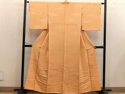 平和屋着物■上質な色無地 風景地紋 柑子色 正絹 逸品 BAAX5440mz