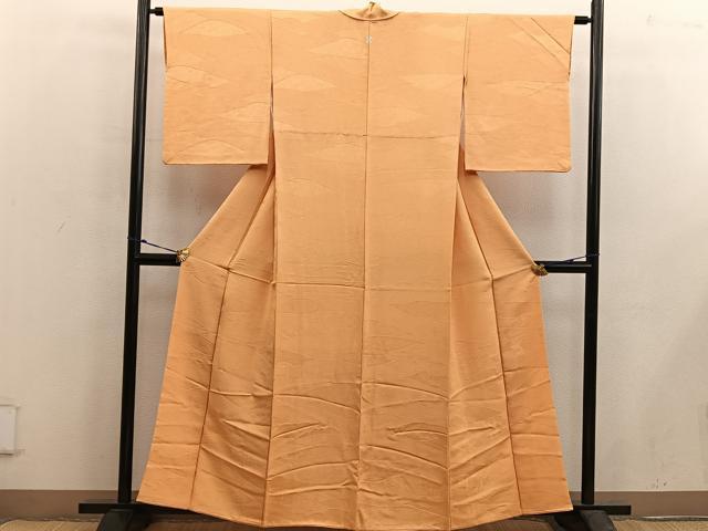 平和屋着物■上質な色無地 風景地紋 柑子色 正絹 逸品 BAAX5440mz