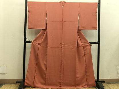 平和屋着物●上質な色無地　作家物　樺色　正絹　逸品　BAAX5441mz
